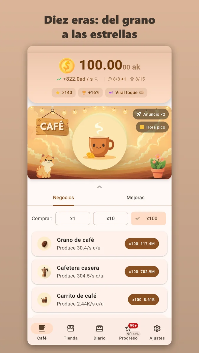 BuzzBrew: escena de cafetería y negocios en la captura promocional de tienda