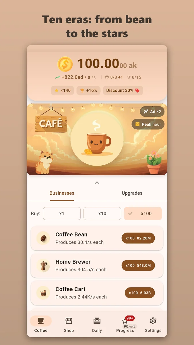 BuzzBrew: the coffee shop and business scene from the store artwork